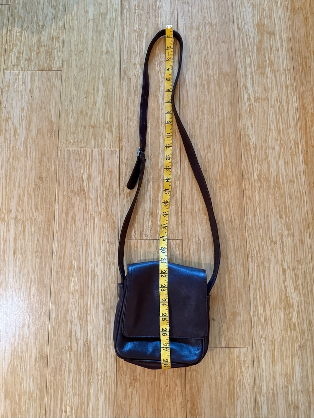 Vintage Italian Leather Crossbody Bag Dark Brown Adjustable Strap Mini Purse - Picture 10 of 13